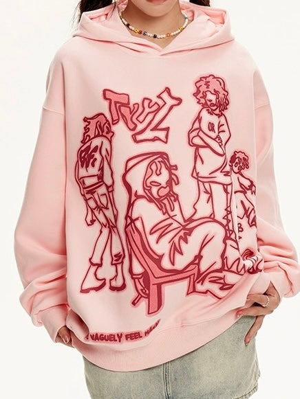 'Weeeee' Streetstyle Pink Graffiti  Oversized  Hoodie