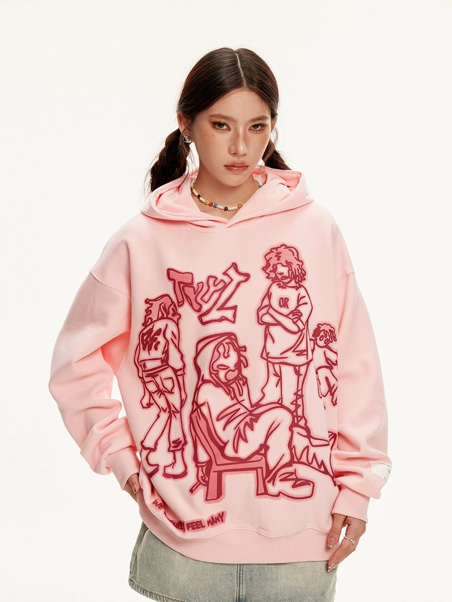 'Weeeee' Streetstyle Pink Graffiti  Oversized  Hoodie