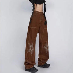 'West Coast' Star Print Oversized Jeans Pants