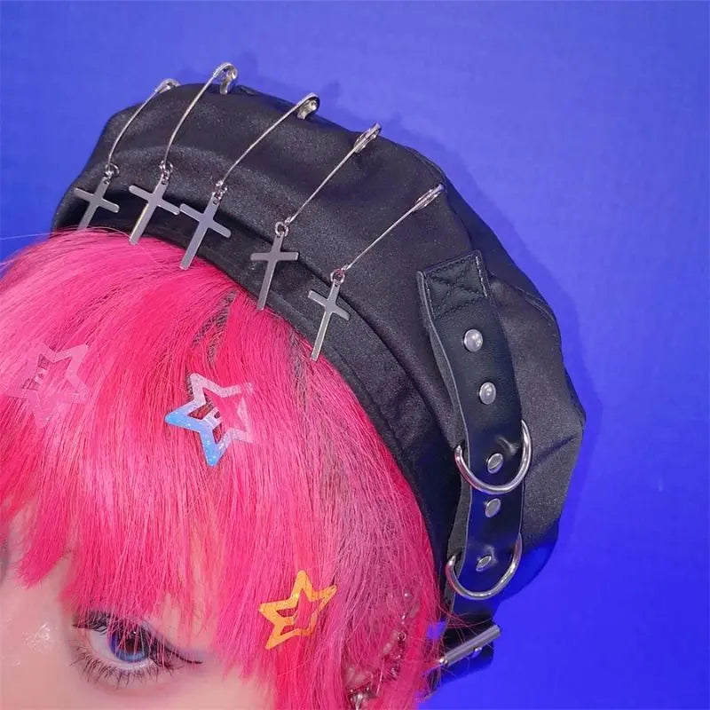 'Whirlwind' Cross Punk Y2K Beret