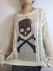 'White Chocolate' Grunge Skull Prints Knitted Sweater