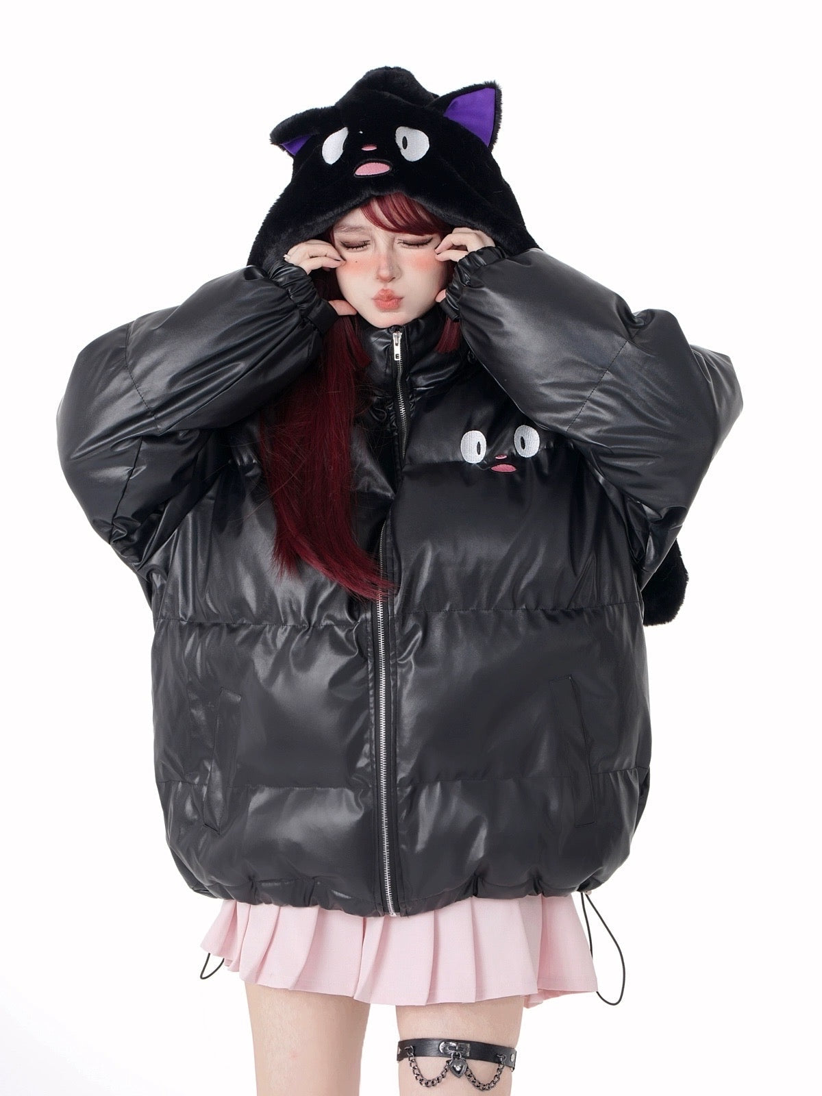 'Who Loves Kirby' Kawaii Hooded Puffer Coat