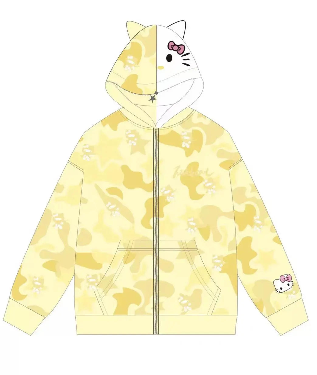 'Wild Kitty' Kawaii Kitty Face Zipped Oversized  Hoodie