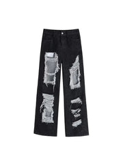 'Wild One' Grunge Punk Ripped Denim Pants