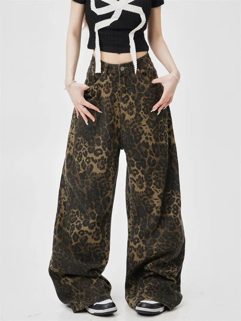 'Wild Spirit' Streetstyle Cheetah Prints Oversized Cargo Pants