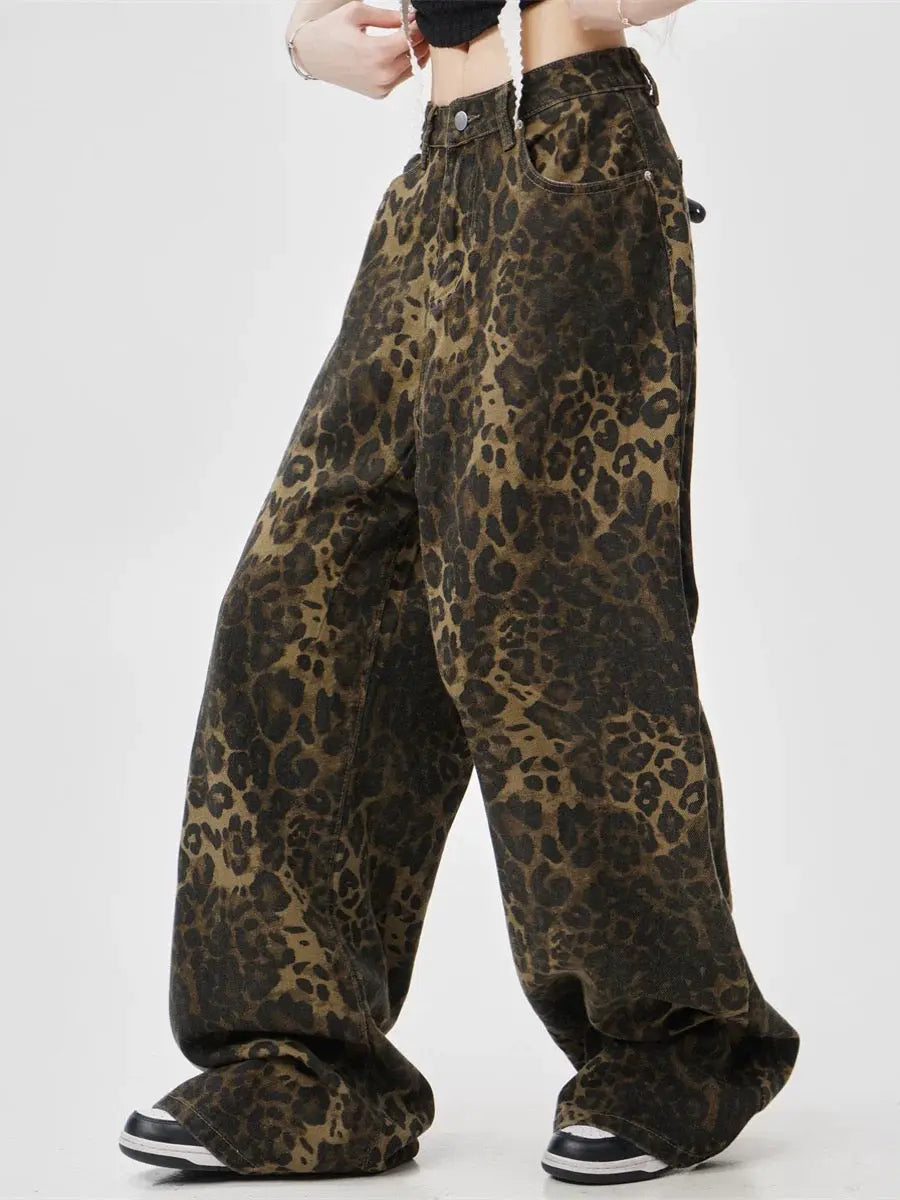 'Wild Spirit' Streetstyle Cheetah Prints Oversized Cargo Pants