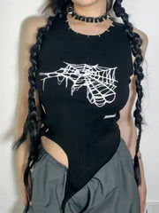 'Wolf Spider' Grunge Spider Web Tank Top