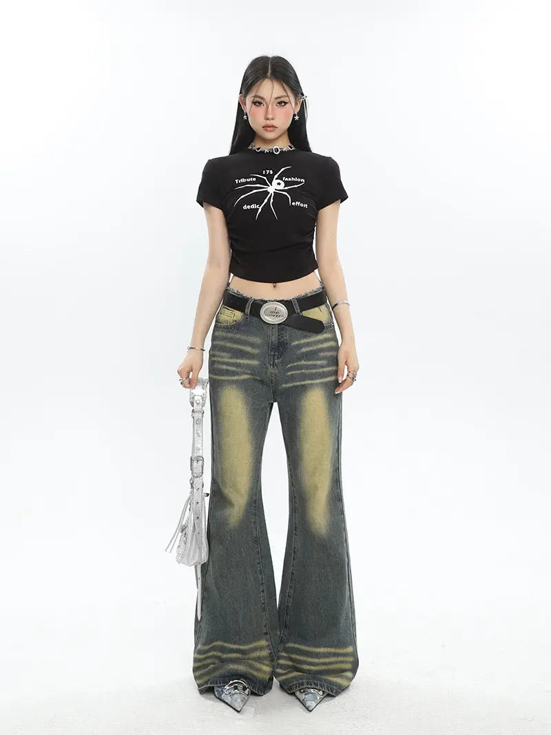 'Wonder' Spider Prints Grunge High Waisted T-shirt