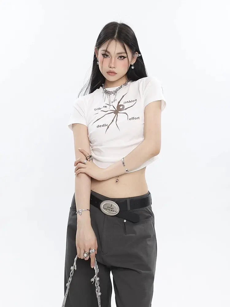 'Wonder' Spider Prints Grunge High Waisted T-shirt