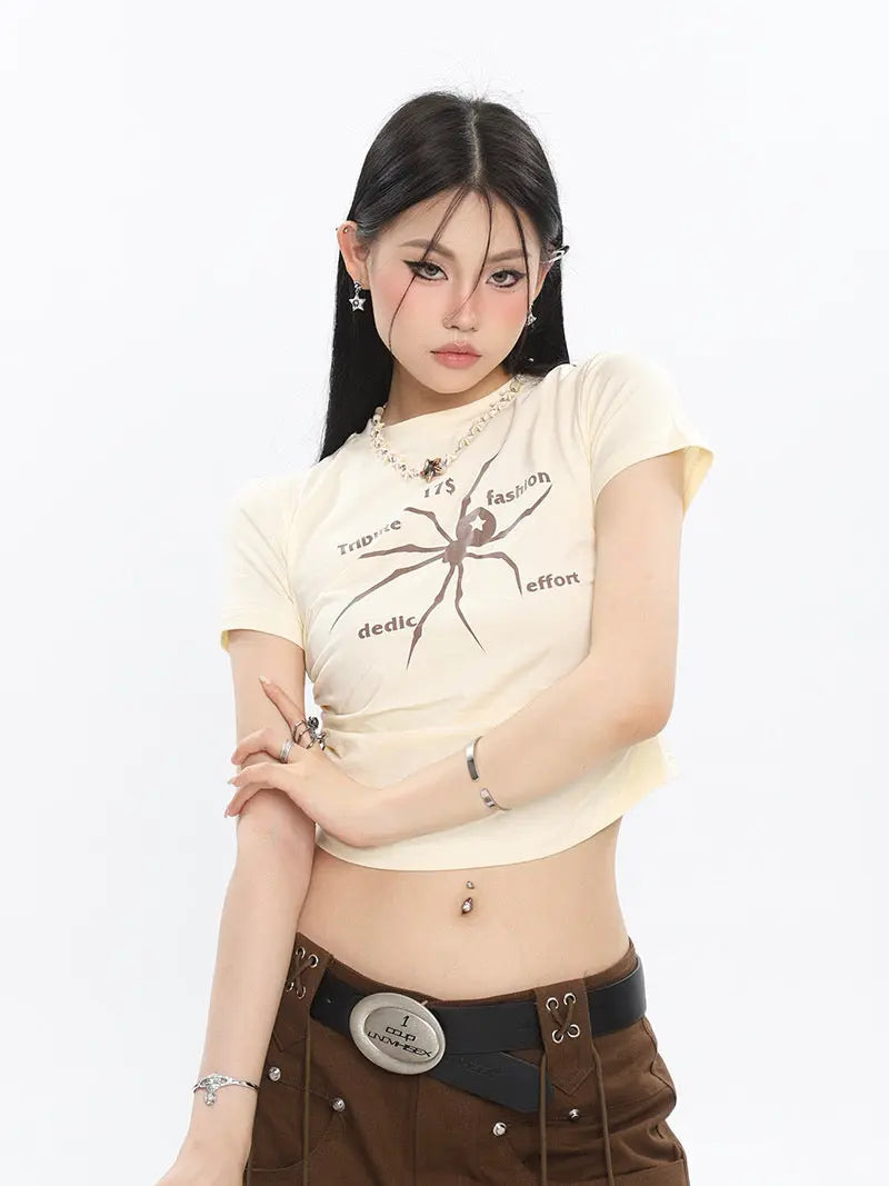 'Wonder' Spider Prints Grunge High Waisted T-shirt