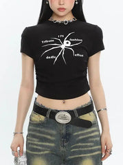 'Wonder' Spider Prints Grunge High Waisted T-shirt