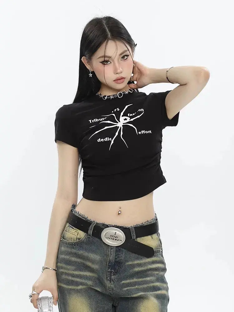 'Wonder' Spider Prints Grunge High Waisted T-shirt