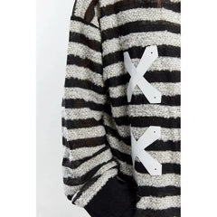 'XOXO' Grunge Striped Zip Up Jacket