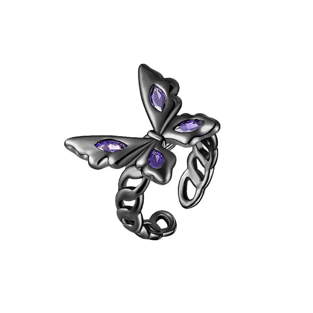 'Yume' Purple Stone Butterfly Rings