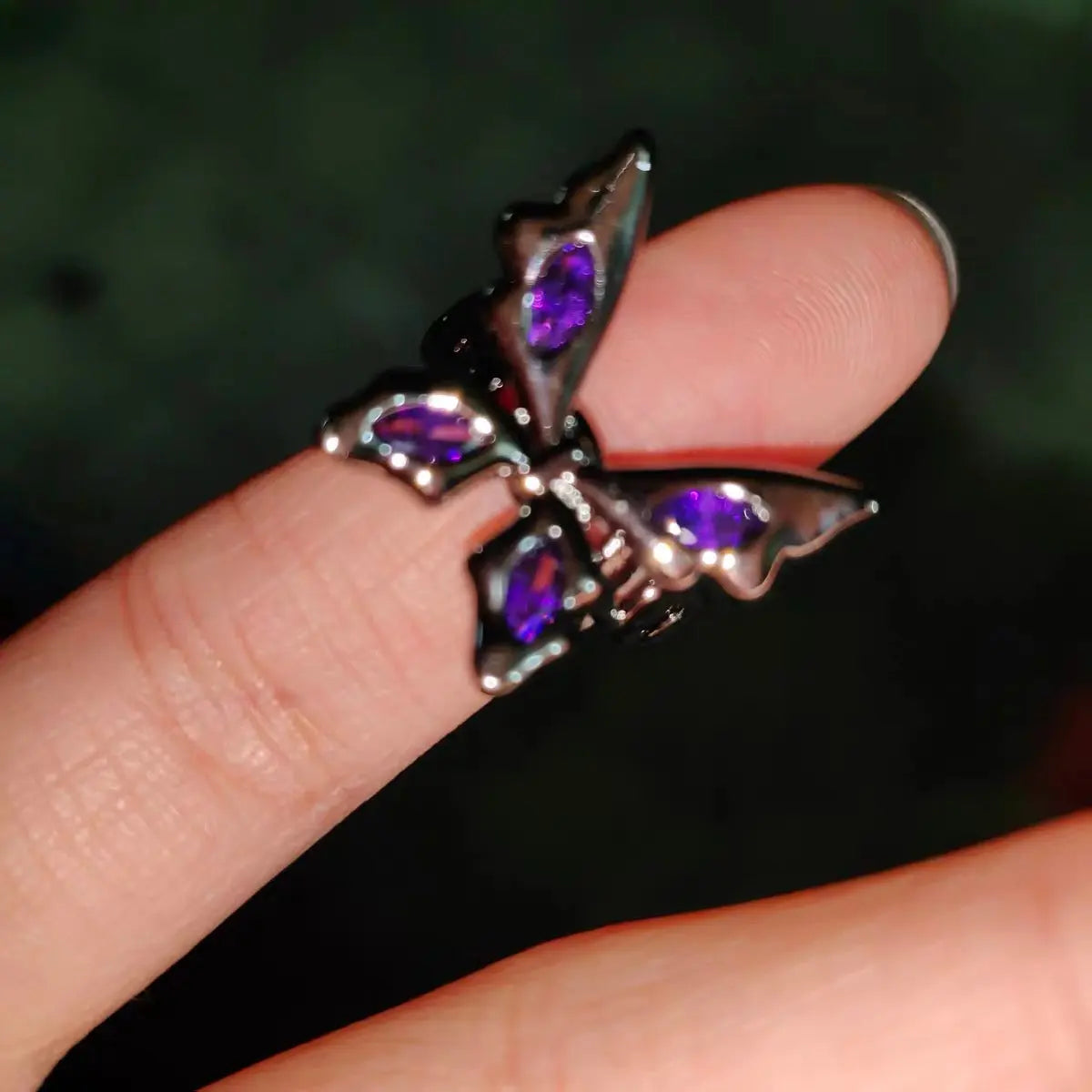 'Yume' Purple Stone Butterfly Rings