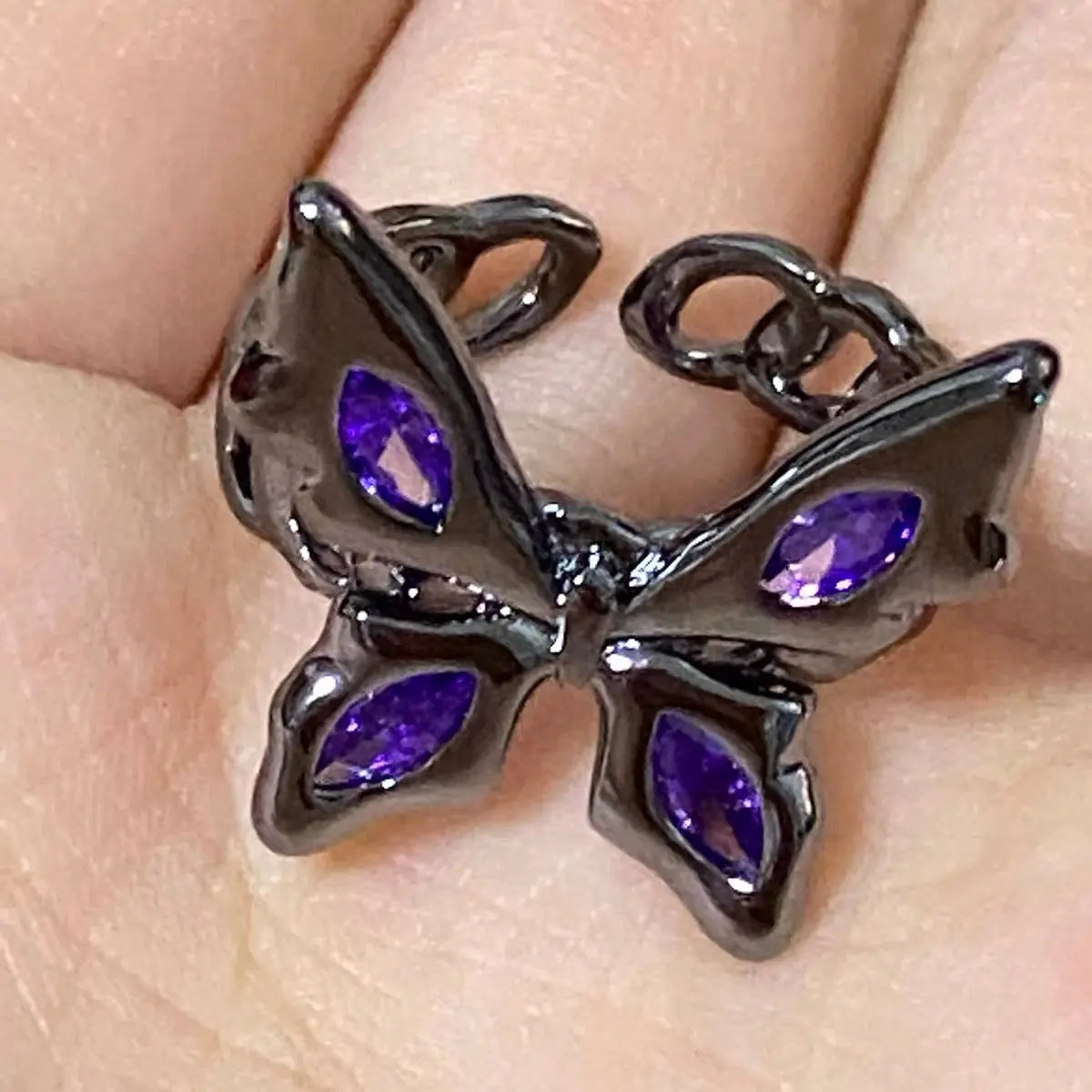 'Yume' Purple Stone Butterfly Rings