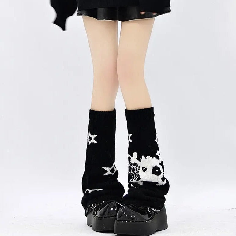 'Yuri' Kawaii Goth Skull Pattern Leg Warmers