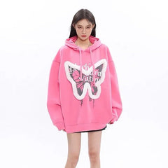 'Zeltus' Fluffy Butterfly Pattern Hoodie