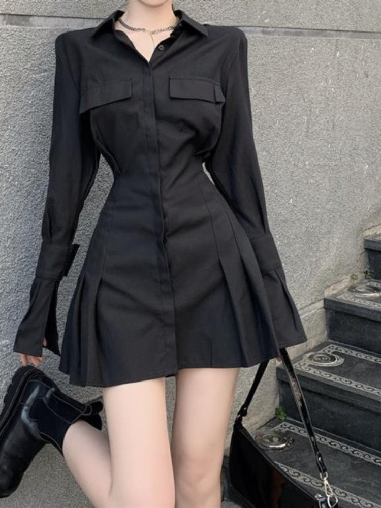 Academia Black Elegant Mini Dress