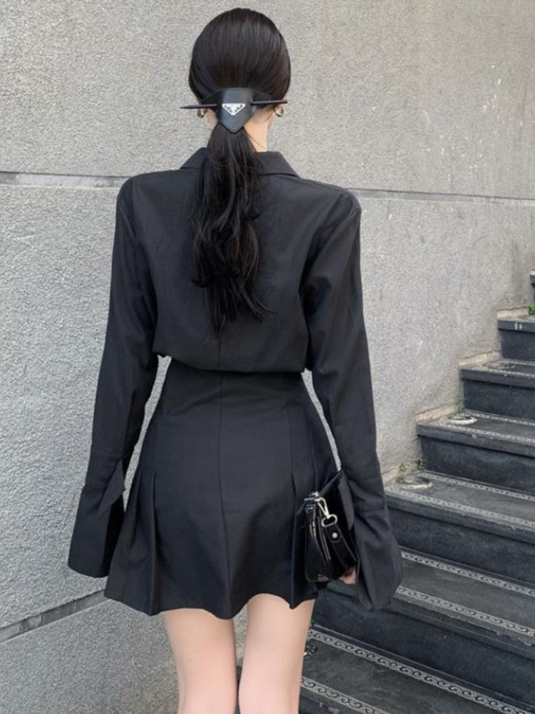 Academia Black Elegant Mini Dress