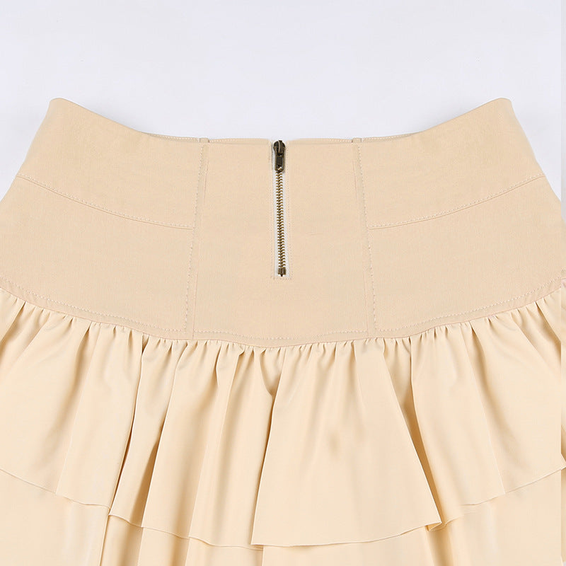 Beige Cake Short Skirt