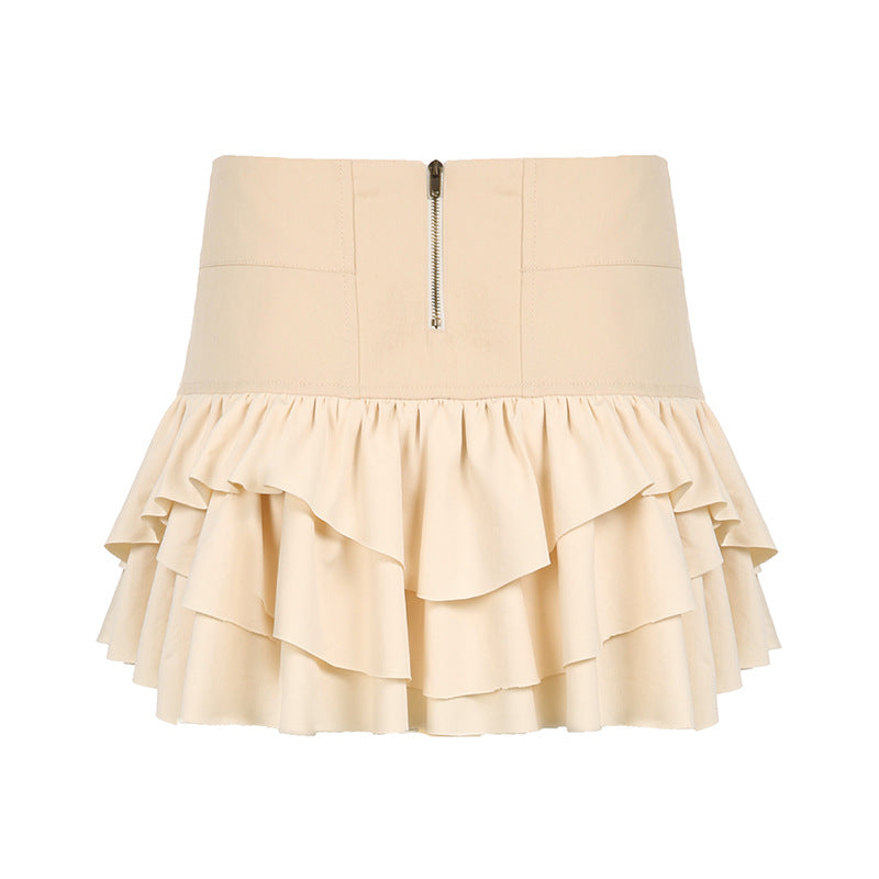 Beige Cake Short Skirt