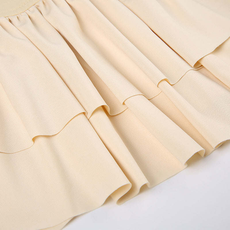 Beige Cake Short Skirt