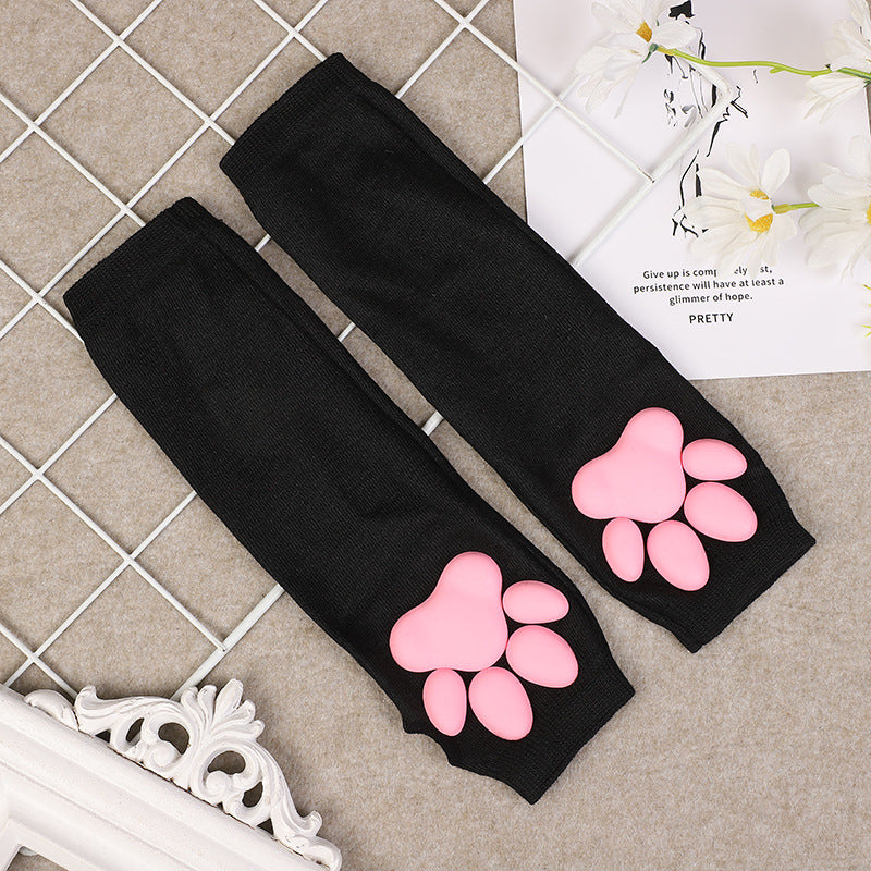 3D Cat Paw Fingerless Gloves