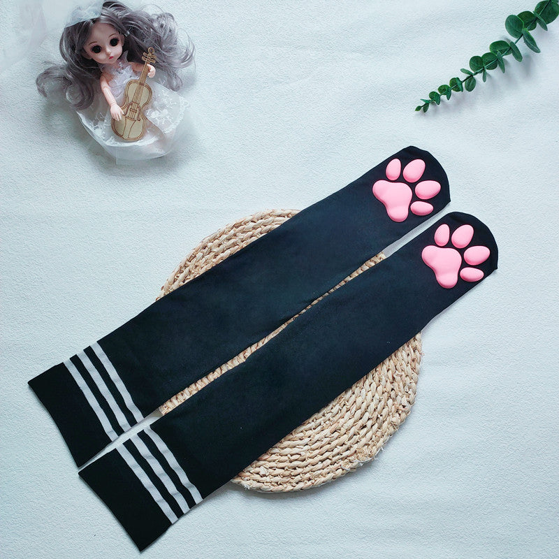 3D Cat Paw Thigh High Socks