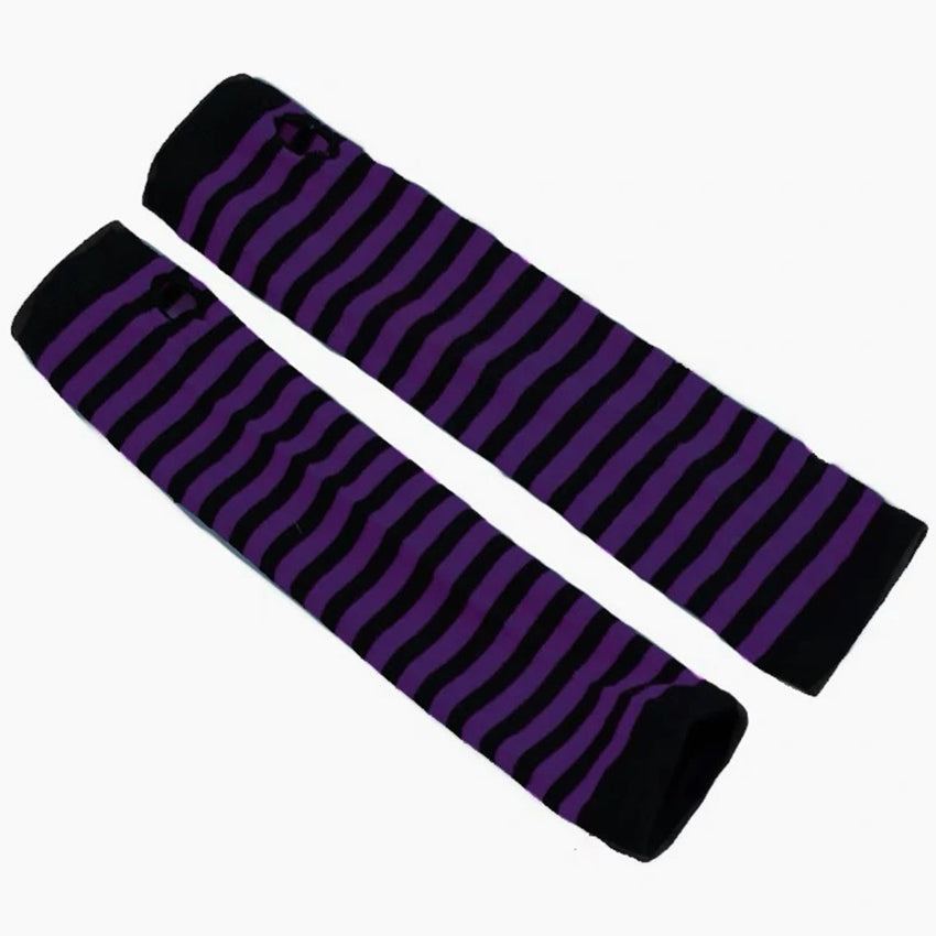 Black And Purple Striped Arm Warmers