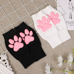 3D Cat Paw Knitted Gloves