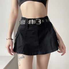 Black Denim Mini Skirt