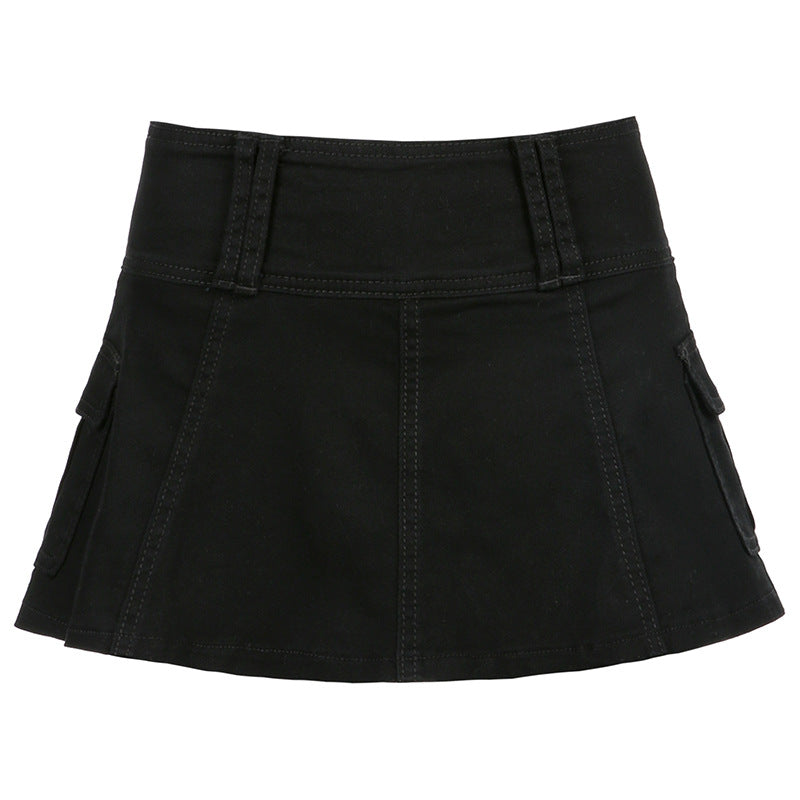 Black Denim Mini Skirt