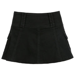 Black Denim Mini Skirt