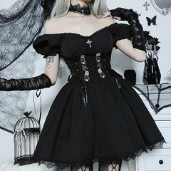 Black Gothic Dress Short Sleeve