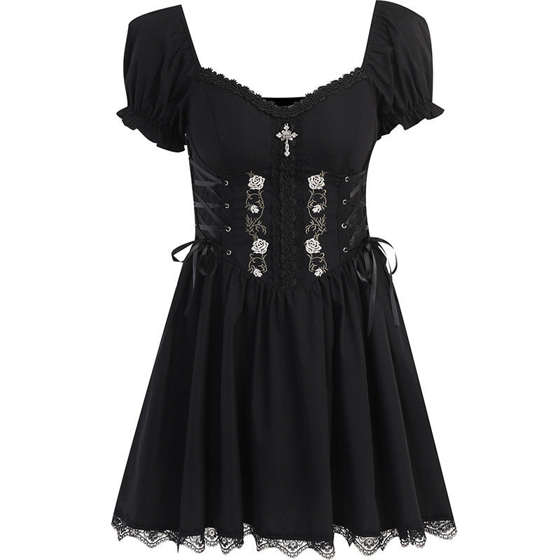 Black Gothic Dress Short Sleeve