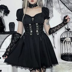 Black Gothic Dress Short Sleeve