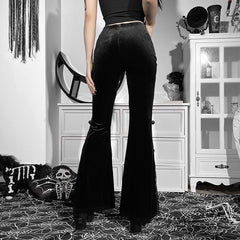 Black Gothic See Through Flare Pants