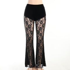 Black Gothic See Through Flare Pants