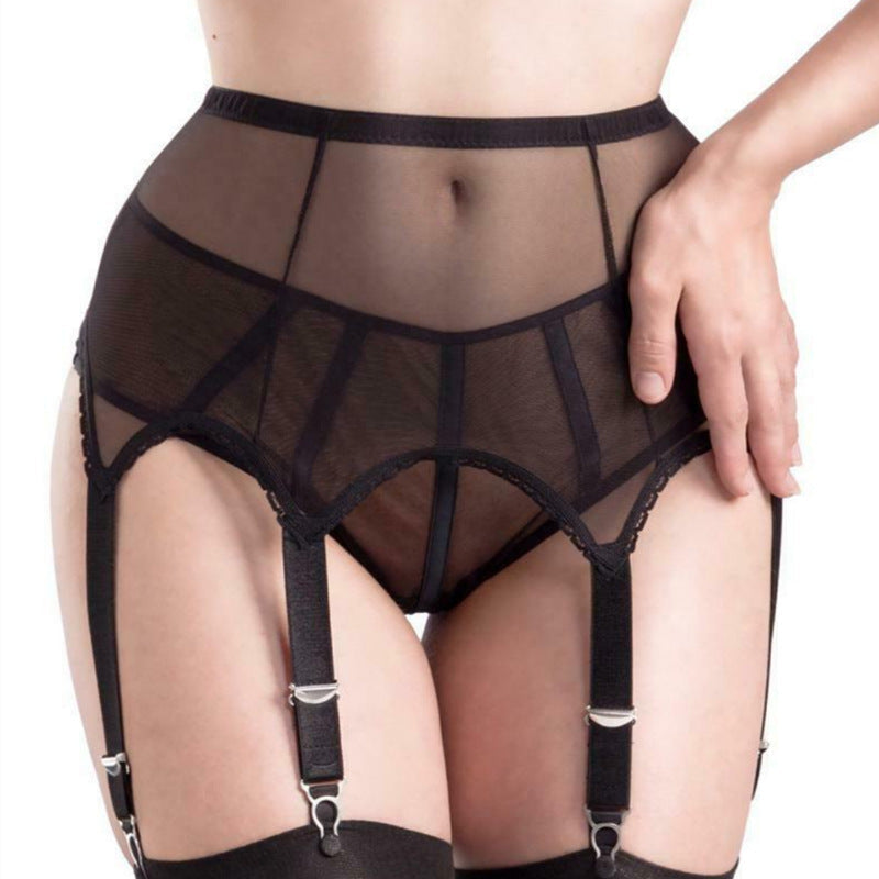 Black Lace 6 Strap Garter Belt