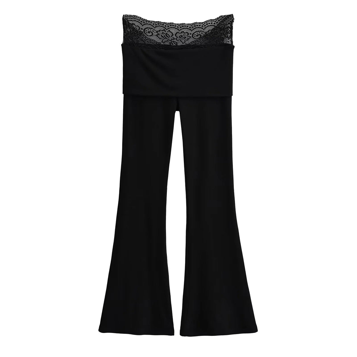 Lace Waist Cotton Yoga Flare Pants