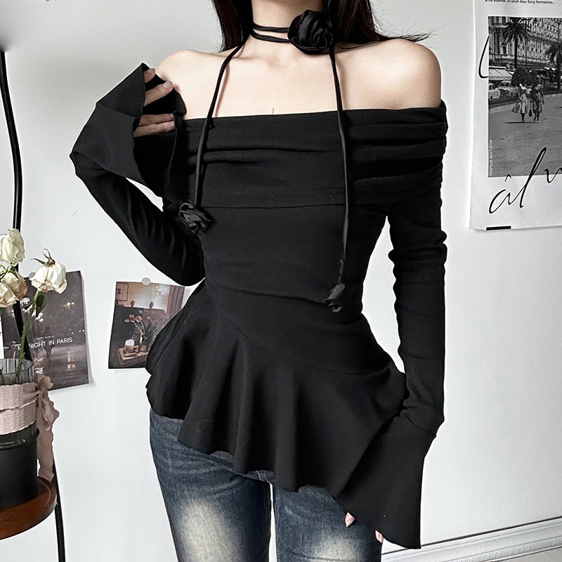 Sweet Off Shoulder Top With Long Sleeves