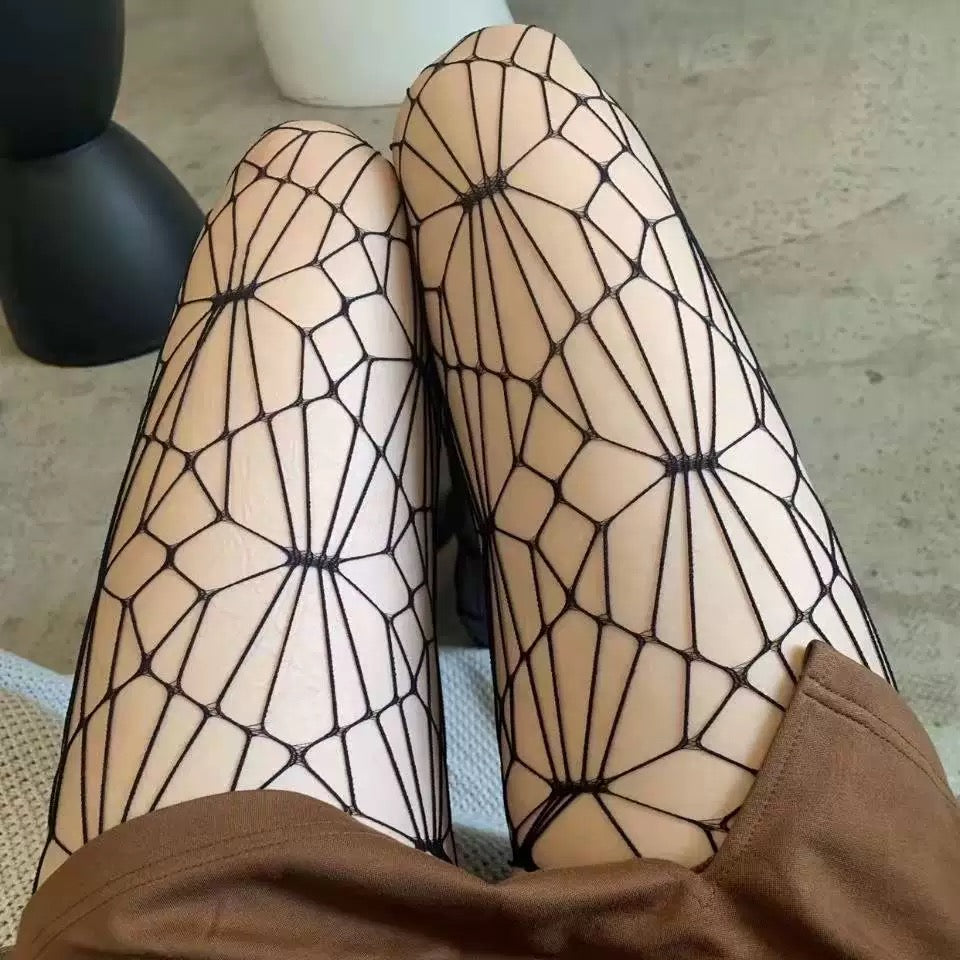 Black Spider Web Pantyhose Crotchless