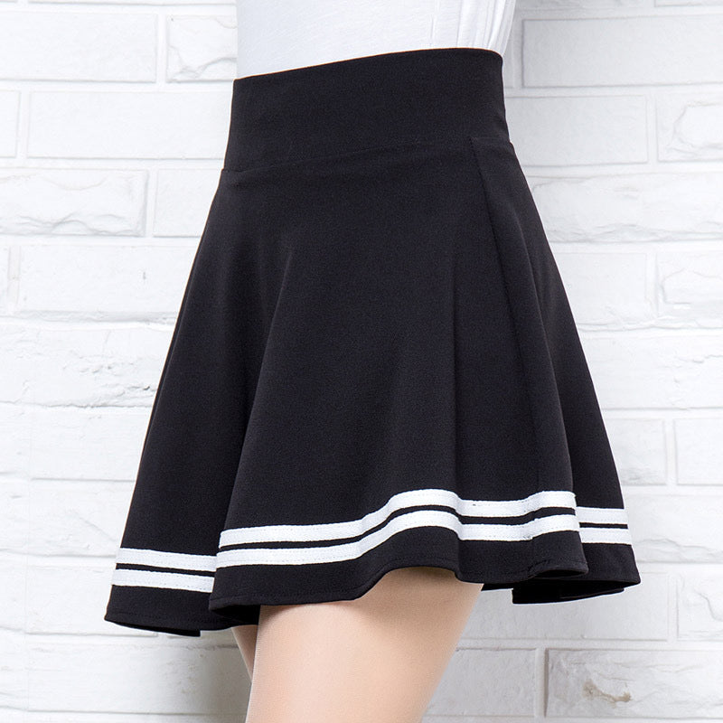 Black With White Stripes Femboy Skirt