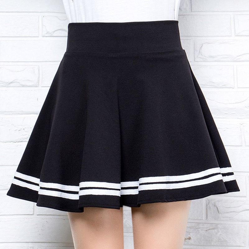 Black With White Stripes Femboy Skirt