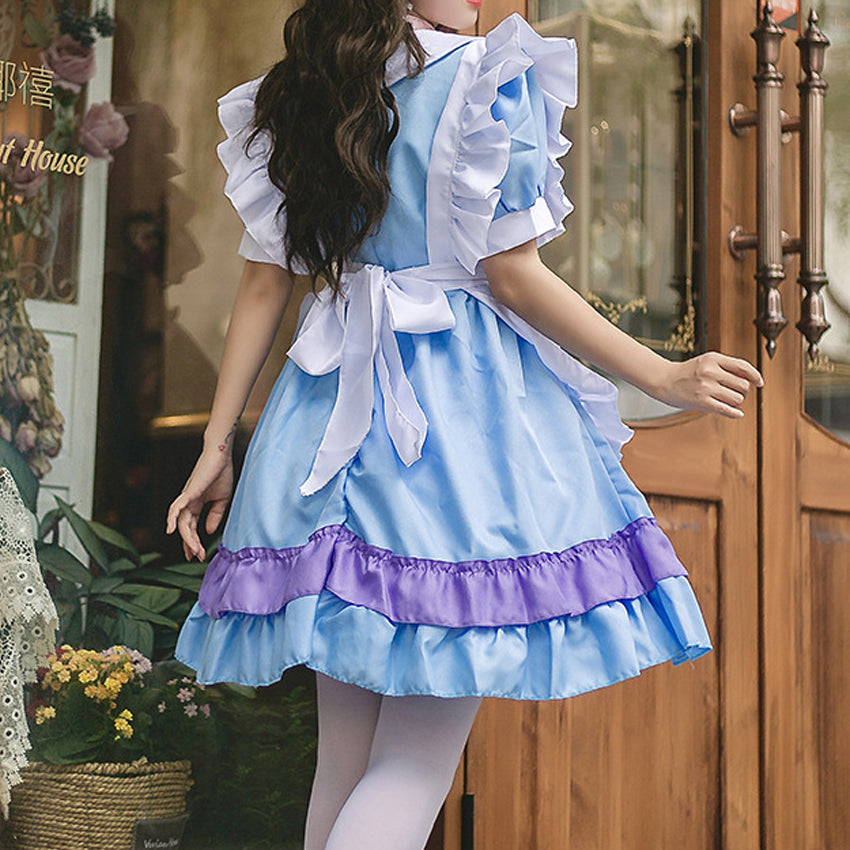 Blue And White Maid Dress