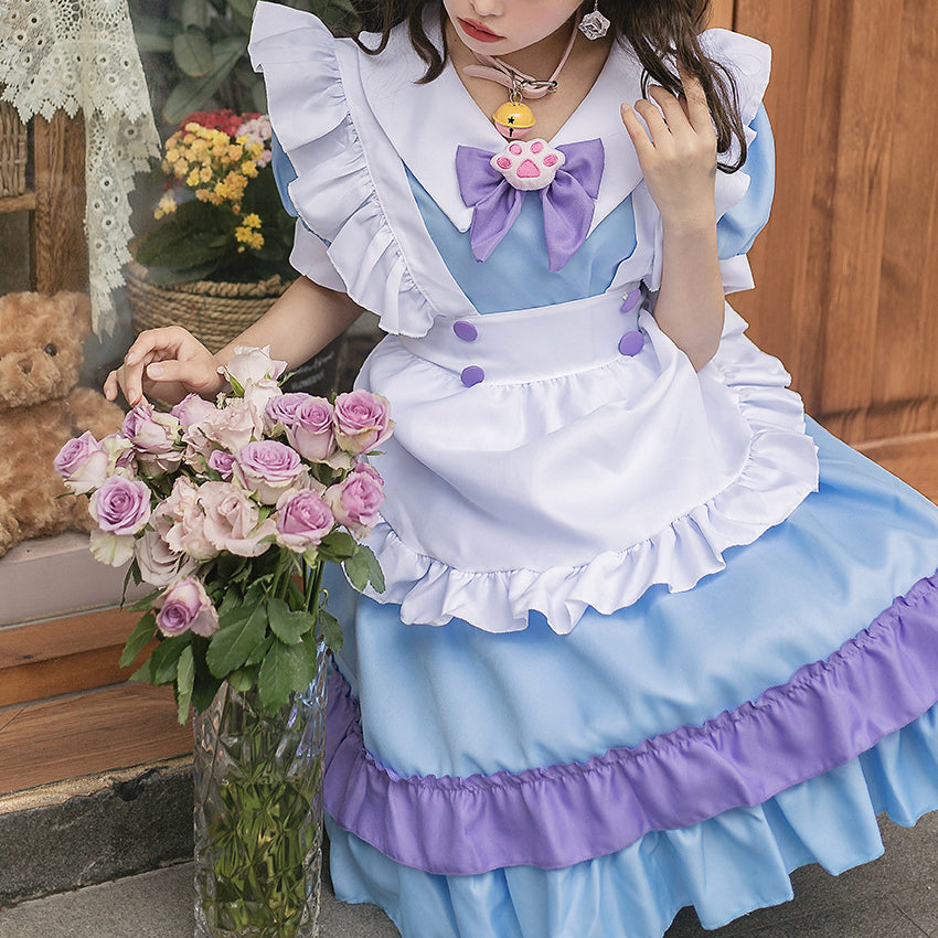 Blue And White Maid Dress