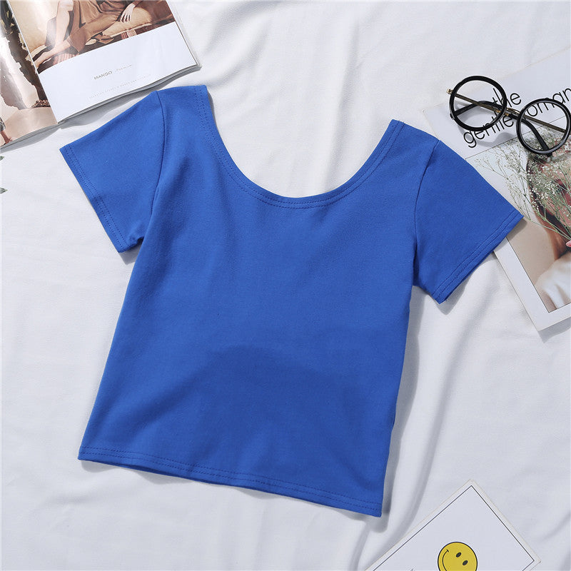 Bowknot Solid Crop Tee