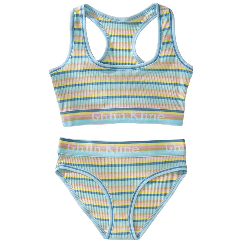 Rainbow Stripe Panty And Sport Bra Set