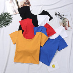 Bowknot Solid Crop Tee